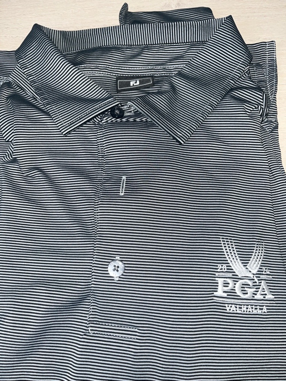 Men’s Black & White Striped Polo Shirt - PGA Valhalla